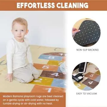 The Modern Ramona Playroom Rug- ABC Rug- Hopscotch Rug- 4'7'' x 6'6'' Machine Washable Kids Rug - Neutral Playroom Decor- Kids Room Rug- Alphabet- Kids Rugs for Playroom- ABC Numbers Rug, Large