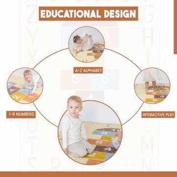 The Modern Ramona Playroom Rug- ABC Rug- Hopscotch Rug- 4'7'' x 6'6'' Machine Washable Kids Rug - Neutral Playroom Decor- Kids Room Rug- Alphabet- Kids Rugs for Playroom- ABC Numbers Rug, Large