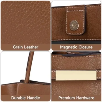 Juoxeepy Tote Bag Faux Leather Work Bag for Women Soft Grained Leather Top Handle Bag Trendy Luxury Hobo Handbag Purse