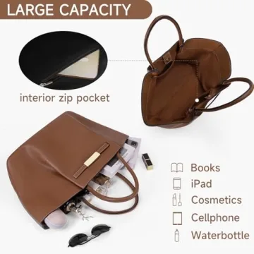 Juoxeepy Tote Bag Faux Leather Work Bag for Women Soft Grained Leather Top Handle Bag Trendy Luxury Hobo Handbag Purse