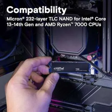 Crucial T705 4TB PCIe Gen5 NVMe M.2 SSD - Up to 14,100 MB/s - Game Ready - Internal Solid State Drive (PC) - +1mo Adobe CC - CT4000T705SSD3