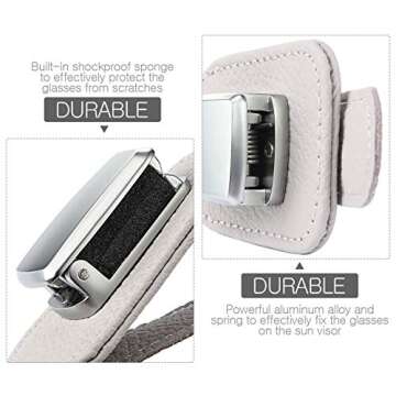 Mudder 2 Packs Sunglasses Holder for Car Universal Visor Sunglasses Holder Clip Leather Eyeglasses Hanger and Ticket Card Clip Eyeglasses Mount for Car(Gray)