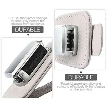 Mudder 2 Packs Sunglasses Holder for Car Universal Visor Sunglasses Holder Clip Leather Eyeglasses Hanger and Ticket Card Clip Eyeglasses Mount for Car(Gray)