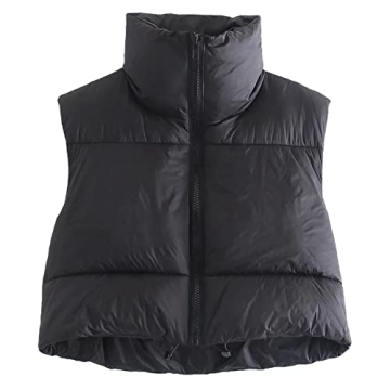 KEOMUD Women's Winter Crop Vest Lightweight Warm Puffer Gilet