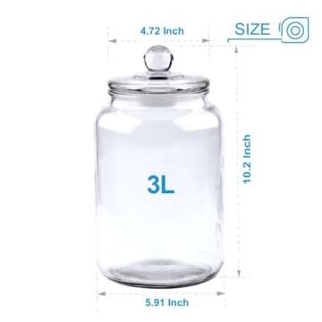 Glass Jars 100 oz,Candy Jar with Lid For Household,Food Grade Clear Jars (2 Pack)