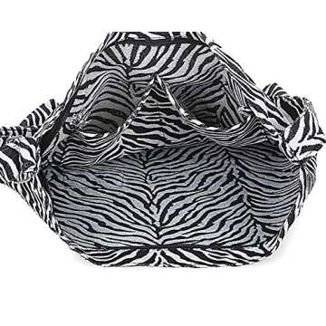 Covelin Women's Retro Large Size Canvas Shoulder Bag Hobo Crossbody Handbag Casual Tote Zebra White