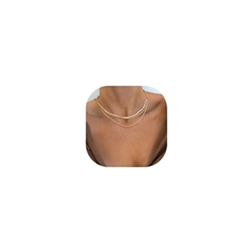 Freekiss Gold Necklace for Women Herringbone Necklace for Women,Simple Gold Layered Necklaces Chunky...