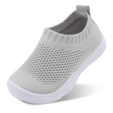 Breathable Toddler Boys Girls Slip-On Kids Knit Sneakers Non-Slip Sole Grey 7 Toddler