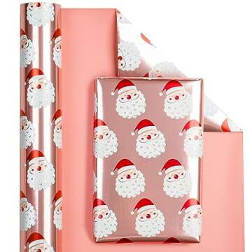 WRAPAHOLIC Reversible Christmas Wrapping Paper - Mini Roll - 17 Inch X 33 Feet - Santa Claus and Sol...