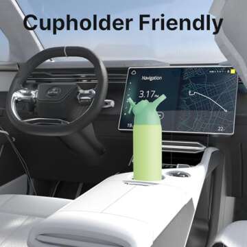 Insulated Water Bottle with Straw - Encool Stainless Steel Water Bottle, Reusable Leakproof and BPA-Free for Sports, Travel, Cold for 24 Hours, 24 oz, Avocado Green