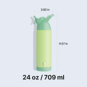 Insulated Water Bottle with Straw - Encool Stainless Steel Water Bottle, Reusable Leakproof and BPA-Free for Sports, Travel, Cold for 24 Hours, 24 oz, Avocado Green