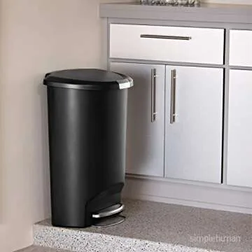simplehuman 50 Liter / 13 Gallon Semi-Round Kitchen Step Trash Can with Secure Slide Lock, Mocha Plastic