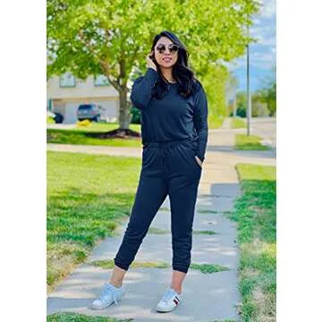 PRETTYGARDEN Women's Fall 2 Piece Lounge Outfit Long Sleeve Crewneck Pullover Tops High Waisted Pants Set Tracksuit (Dark Blue,Small)