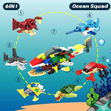 WODMAZ Valentines Day Cards with Sea Animal Building Blocks, 24 Packs Valentine Gift Ocean Building Toys Set for Kids Classroom Party Favor, Valentine Gift Exchange, Valentine's Greeting Cards