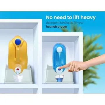 Skywin Laundry Soap Station - Laundry Detergent Cup Holder for Dispensing Soap, with Angled Downward Slope for Easy Pouring - Laundry Soap Catcher with Anti-Slip Rubber Feet (Blue, 1)