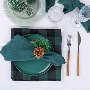 Farmhouse Pine Cone Napkin Rings Set of 4, Rustic Pinecone Napkin Ring Holders, Handmade Serviette Buckles Holder for Thanksgiving Day, Christmas, Fall Decorations (Pinecone)