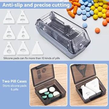 Fullicon Pill Cutter with Sharp Blade and Organizers