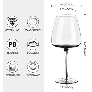 Wine Glasses Set of 2, 21oz, Handblown, Lead-free, Black Gradient Design, Premium Crystal Clear Wine...