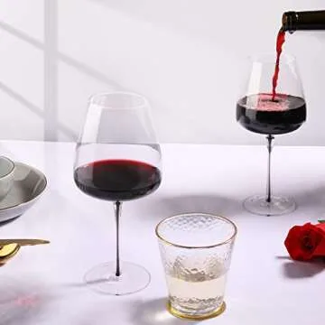 Wine Glasses Set of 2, 21oz, Handblown, Lead-free, Black Gradient Design, Premium Crystal Clear Wine Glasses, Unique Gift