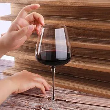 Wine Glasses Set of 2, 21oz, Handblown, Lead-free, Black Gradient Design, Premium Crystal Clear Wine Glasses, Unique Gift