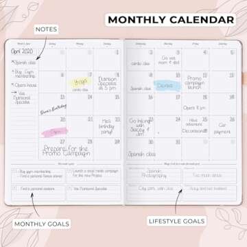 GoGirl Planner PRO Schedule - Undated Planner with Hourly Time Slots, Monthly, Weekly & Daily Organizer, Appointment Book for time Management, 7"x10" Hardcover, Lasts 1 Year - Rose Gold