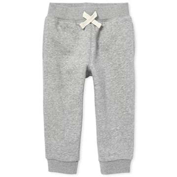 The Children's Place Baby Toddler Boys Active Fleece Jogger Pants, Smoke Gray Single, 3T