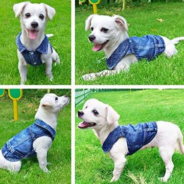 LKEX Dog Jean Jacket, Classic Blue Denim Tank Top Lapel Vest Dog Shirt Puppy T-Shirt Costume, Comfor...