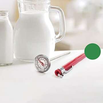 Food thermometer, Kitchen Food-Cooking Meat Coffee Thermometer Stainless Steel Dial Tools, 1 Pieces Immediate Read Pocket Thermometer for Milk Coffee Tea Cold Drinks Silver