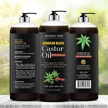 MAJESTIC PURE Pure Jamaican Black Castor Oil for Hair Care, Strengthening, Nourishing, and Volumizing Formula - Non GMO Verified, 16 Fl Oz