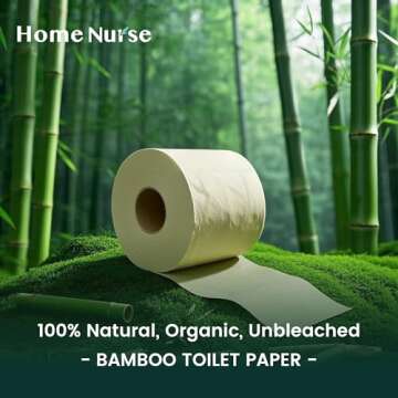 Home Nurse 100% Unbleached Bamboo Toilet Paper | 24 Rolls, 4-Ply, Sustainable & Chemical-Free