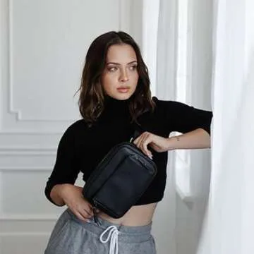 AYLA & CO Women's Fanny Pack Adjustable Belt Bag with Crossbody Style, Magnetic Pocket, Key Leash, and Charging Pocket, Regular Strap 32-46 Inch, Caffe