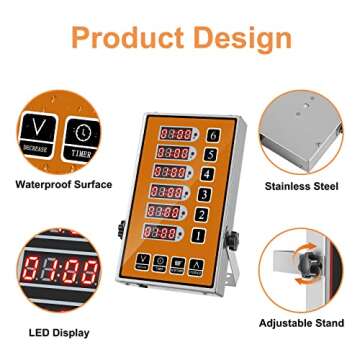 YOOYIST Kitchen Timer – 6 Channel Commercial Timer & Alarm