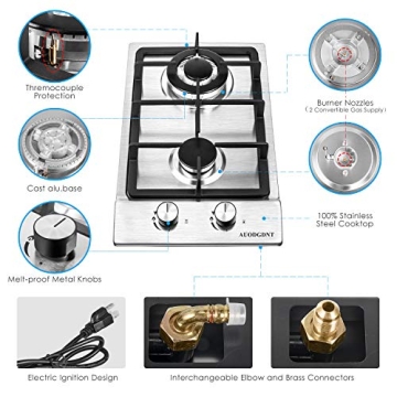 AUODGDNT 2 Burner Gas Cooktop for RV and Outdoor Cooking