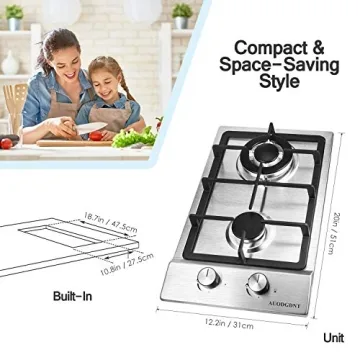 AUODGDNT 2 Burner Gas Cooktop for RV and Outdoor Cooking