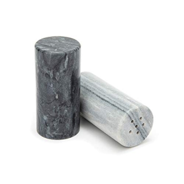 Elegant White and Black Marble Salt and Pepper Shakers