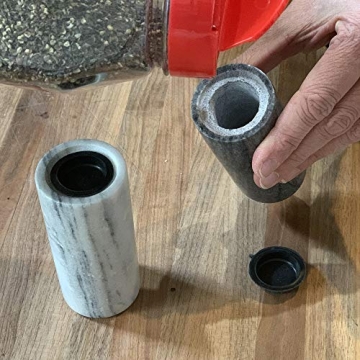 Elegant White and Black Marble Salt and Pepper Shakers