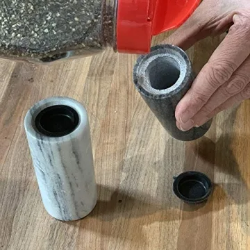 Elegant White and Black Marble Salt and Pepper Shakers