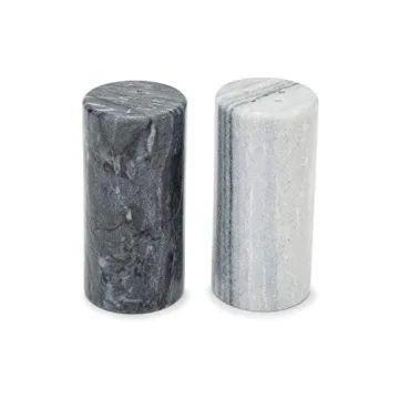 Elegant White and Black Marble Salt and Pepper Shakers