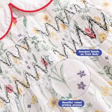 Toddler Christmas Dress 3-4 t Girl Easter Vintage Summer Dress Birthday Smocked Party Tutu Floral Peter Pan Collar Puff Sleeve Little Girl Dresses Red, for Girl