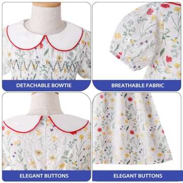 Toddler Christmas Dress 3-4 t Girl Easter Vintage Summer Dress Birthday Smocked Party Tutu Floral Peter Pan Collar Puff Sleeve Little Girl Dresses Red, for Girl