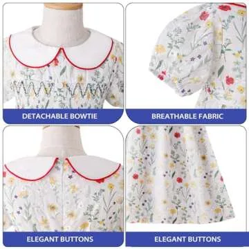 Toddler Christmas Dress 3-4 t Girl Easter Vintage Summer Dress Birthday Smocked Party Tutu Floral Peter Pan Collar Puff Sleeve Little Girl Dresses Red, for Girl