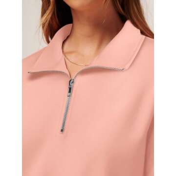WIHOLL Womens Tops Sweatshirts for Women Half Zip Pullover Quarter Zipper Hoodies Fall Fashion Outfi...