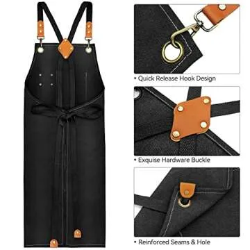 Riqiaqia Adjustable Chef Apron with Large Pockets