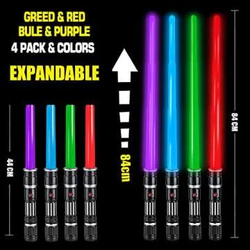 4 Pack 4 Colors Light up LED Saber, Light Swords with FX Sound(Motion Sensitive) and Realistic Handl...