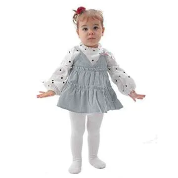 EPEIUS Baby Girls Seamless Cable Knit Solid Cotton Tights Newborn Girls Footed Leggings for 3-6 Months,White/Black/Grey (Pack of 3)