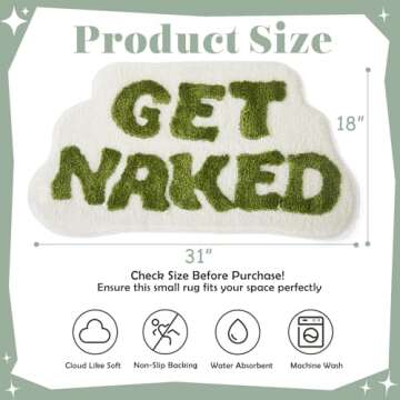 DyeFury Irregular Get Naked Bath Mat Green - Funny Bathroom Rugs, Small Cute Bathroom Decor, Non-Sli...