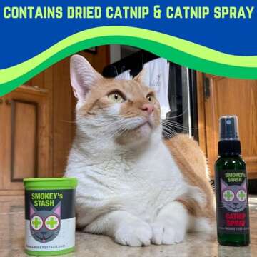 Smokey's Stash Cat Catnip Spray and Dried Organic Catnip Combo Maximum Potency cat nip Bundle