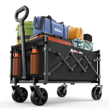 Collapsible Wagon with Wheels, 220 lbs Wagons Carts Foldable Wagon Cart with Flexible Handle, Lightw...