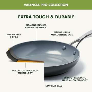 GreenPan Valencia Pro 8" Skillet, PFOA and PFAS-Free, Healthy Ceramic Nonstick: Hard Anodized Pan for Non-Toxic Cooking Induction & Dishwasher Safe Oven-Safe to 600°F Easy Clean, Gray