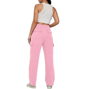 AUTOMET Womens Cargo Sweatpants Baggy Fleece High Waisted Joggers Sweat Pants Athletic Drawstring Ca...